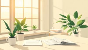 Concept illustration épargne salariale Crédit Agricole bureau moderne documents financiers