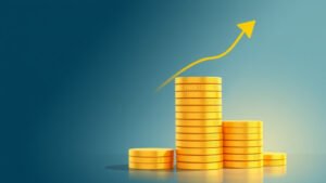 Illustration pieces et courbe de croissance epargne salariale