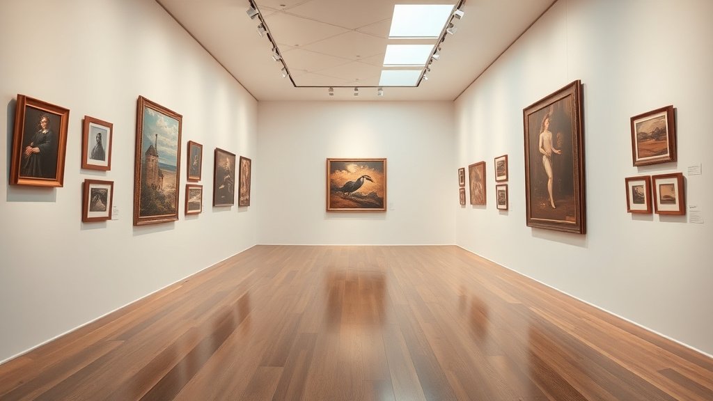 Galerie d art moderne avec oeuvres encadrees concept d investissement dans l art