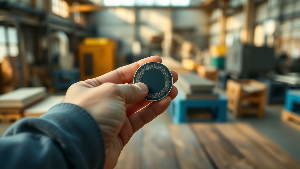 Main tenant une puce électronique générique pour illustrer le risque cyclique de l’action Soitec
