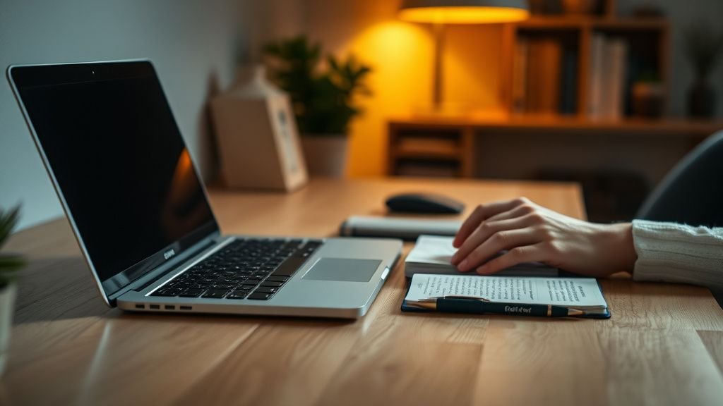 Bureau sobre avec mains posées et ambiance de réflexion sur l’avenir du web libre